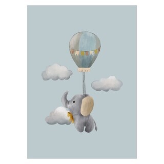 Elefant som flyr i luftballong - Plakat