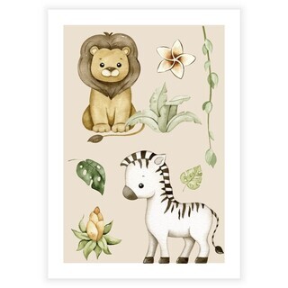 Safari Løve og sebra - Plakat