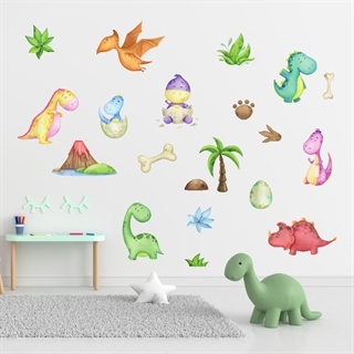 Akvarell wallstickers ark med dinosaurie 